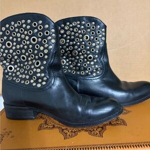 Lucchese Studded Leather Ankle Boots
